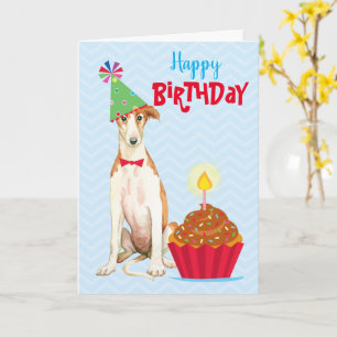 Carte Cupcake Borzoi anniversaire