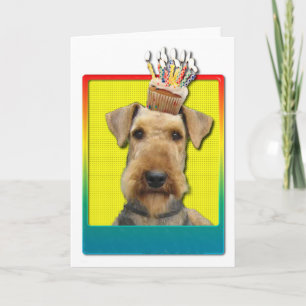 Carte Cupcake d'anniversaire - Airedale
