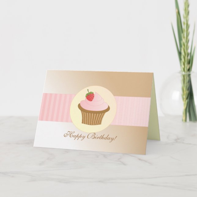 Carte Cupcake d'anniversaire élégant (Devant)