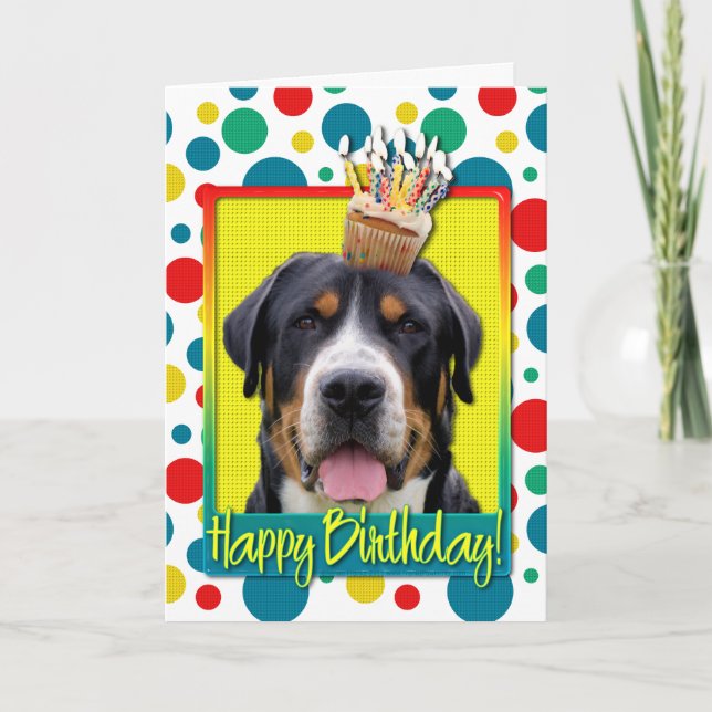 Carte Cupcake d'anniversaire - Grand Chien de montagne s (Devant)
