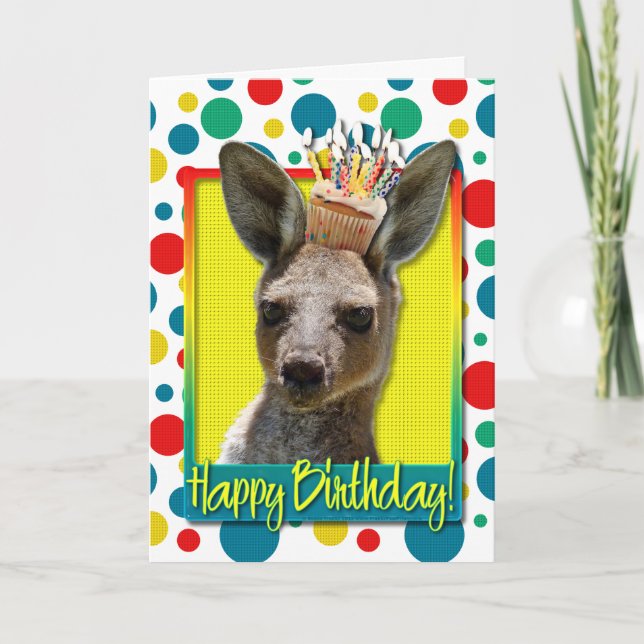 Carte Cupcake d'anniversaire - Kangaroo (Devant)