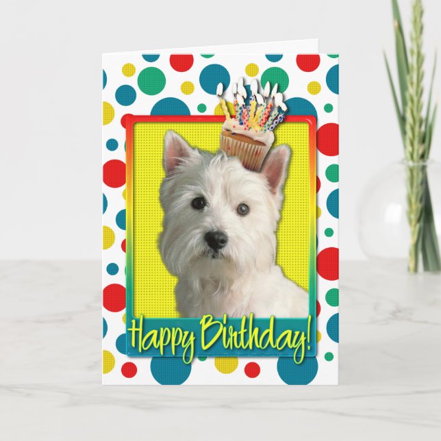 Carte Cupcake d'anniversaire - West Highland Terrier (Devant)