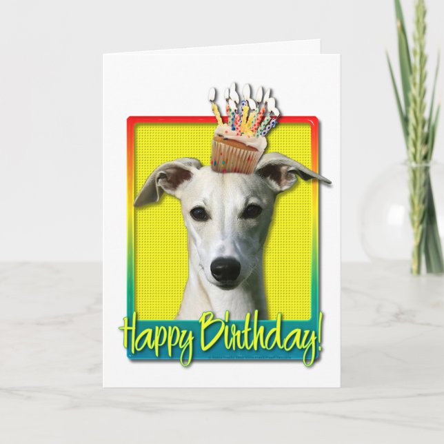Carte Cupcake d'anniversaire - Whippet (Devant)