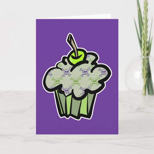 Carte cupcake de croix de punk vert (Devant)