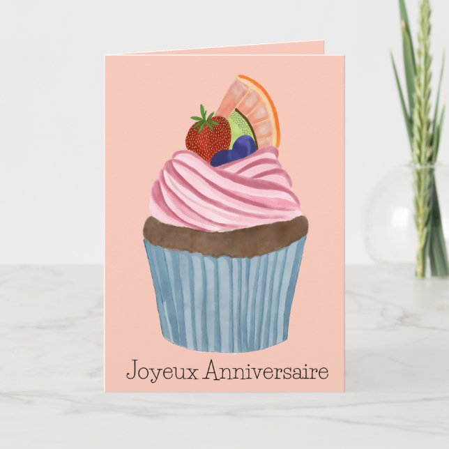 Carte Cupcake de fruits d'anniversaire (Devant)