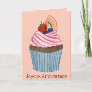 Carte Cupcake de fruits d'anniversaire
