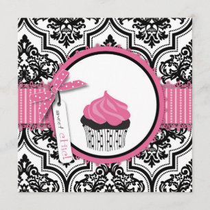 Carte Cupcake et Damask Imprimer Anniversaire