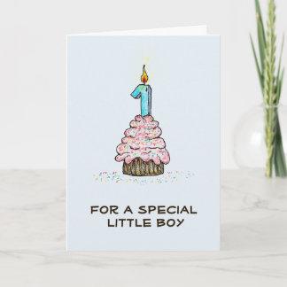 Carte Cupcake pour le premier anniversaire du garç