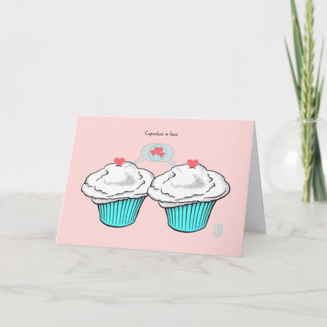 Carte Cupcakes en amour VanilleVanilleBleuBleu Valentin (Devant)