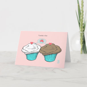 Carte Cupcakes en Love VanillaChocoBlueValentine