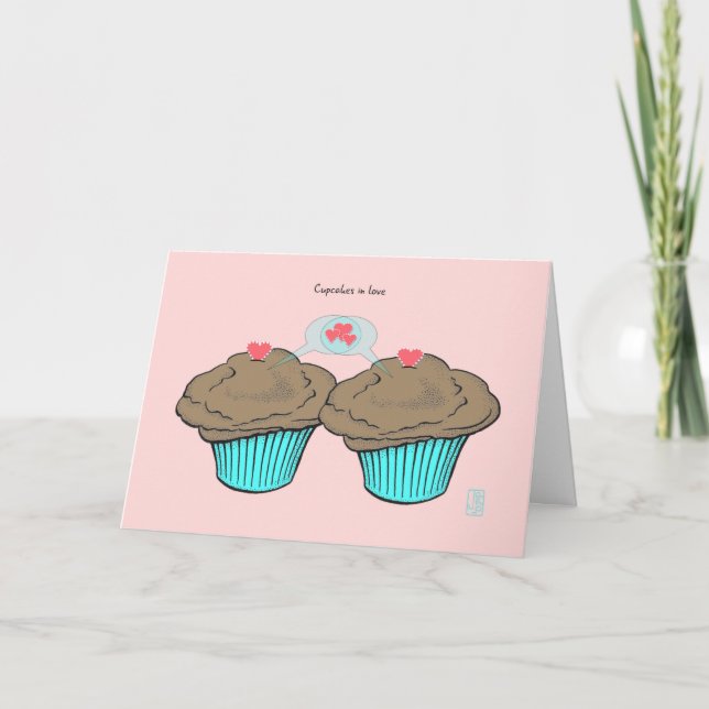 Carte Cupcakes in Love ChocoChocoBlueValentine (Devant)