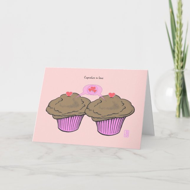 Carte Cupcakes in Love ChocoChocoPinkValentine (Devant)