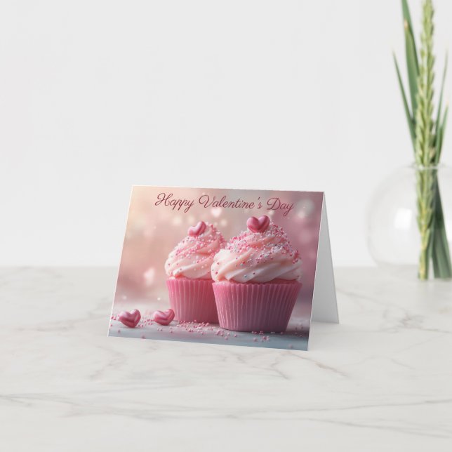 Carte Cupcakes mignonettes avec Coeurs Salutation de Sai (Devant)