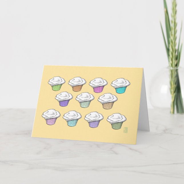 Carte Cupcakes Vanilla Icing Félicitations Personnaliser (Devant)