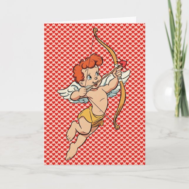Carte Cupidon de la Saint-Valentin vintage/retro (Devant)