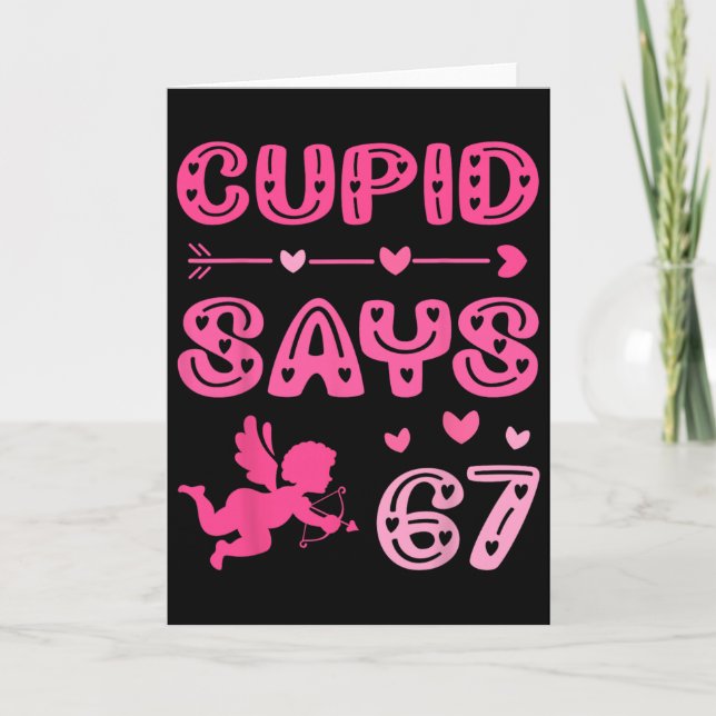 Carte Cupidon dit 67 Meme drôle rose Saint-Valentin (Devant)