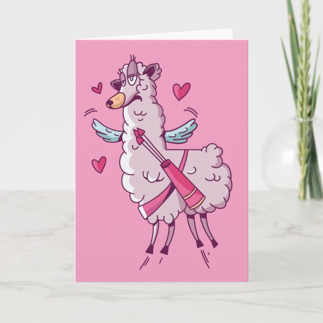Carte Cupidon Lama Saint-Valentin Humour (Devant)