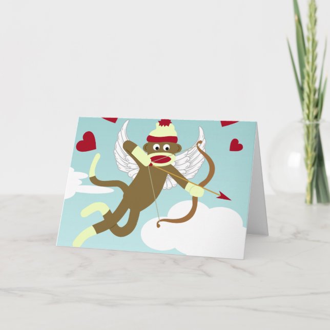 Carte Cupidon Singe Chaussette (Devant)
