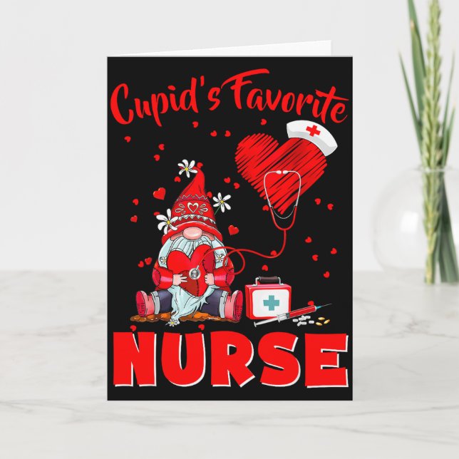 Carte Cupids Favorite Nurse Gnome Valentine Funny Nursin (Devant)
