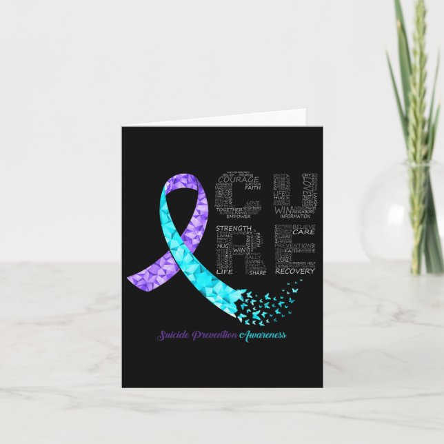 Carte Cure Blue Purple Ribbon Prévention du suicide (Devant)