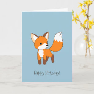 Carte Curieux Petit Renard sur Blue Anniversaire