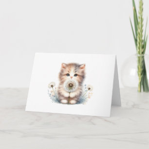 Carte Curious Kitten & Daisy Soft Pastel Blank Salutatio