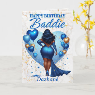 Carte Curvy African American Woman Blue Glam Anniversair