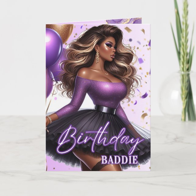 Carte Curvy Glam Africaine Américaine Femme Violette Ann (Devant)