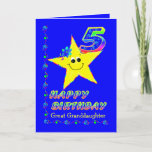 Carte Custom 5th Birthday Stars for Great Granddaughter<br><div class="desc">Cute yellow stars with colorful flowers and numbers for great granddaughter's 5th birthday. Name of family member or friend may be added in template.  Original design by Anura Design Studio.</div>