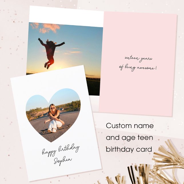 Carte Custom Age Joyeux Anniversaire Photo Heart Ado Bla (Créateur téléchargé)