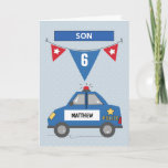 Carte Custom Age Son 6e Birthday Blue Police Car<br><div class="desc">Now that your son is about to celebrate a birthday in just a few days more, you should be readying this card already to be able to gift him on special day of celebration. But before ordering this one, you should first personalize this with name and age on the front....</div>