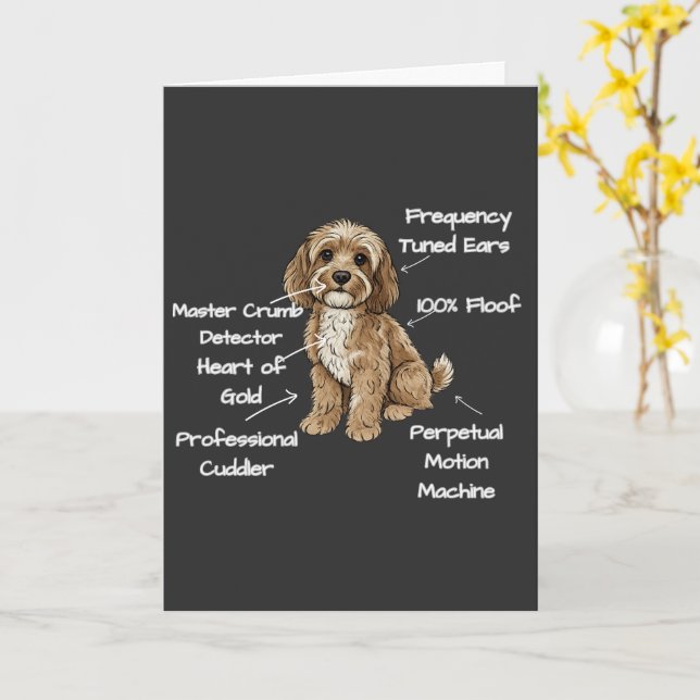 Carte CUSTOM Anatomie Mignonne d'un Amoureux de Cockapoo (Fleur jaune)
