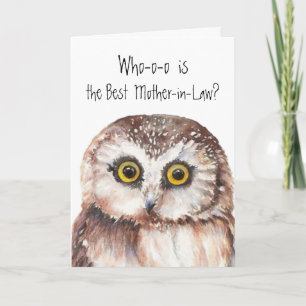 Carte Custom Best Mother-in-Law Cute Owl Humor