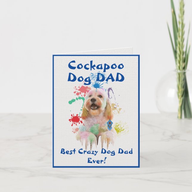 Carte Custom Cockapoo Papa Chien Meilleur Chien Fou Papa (Devant)