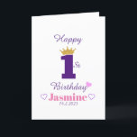 Carte Custom Cute Elegant White Baby Happy 1er Anniversa<br><div class="desc">Customisez ce joli design élégant Baby/Kids Happy 1st Birthday Greeting Card design. Vous pouvez modifier le nom/le texte et ajouter votre propre texte si nécessaire. Vous pouvez également modifier le type de police, la couleur de police, la taille de police si vous le souhaitez. Cliquez sur "Modifier la conception" pour...</div>