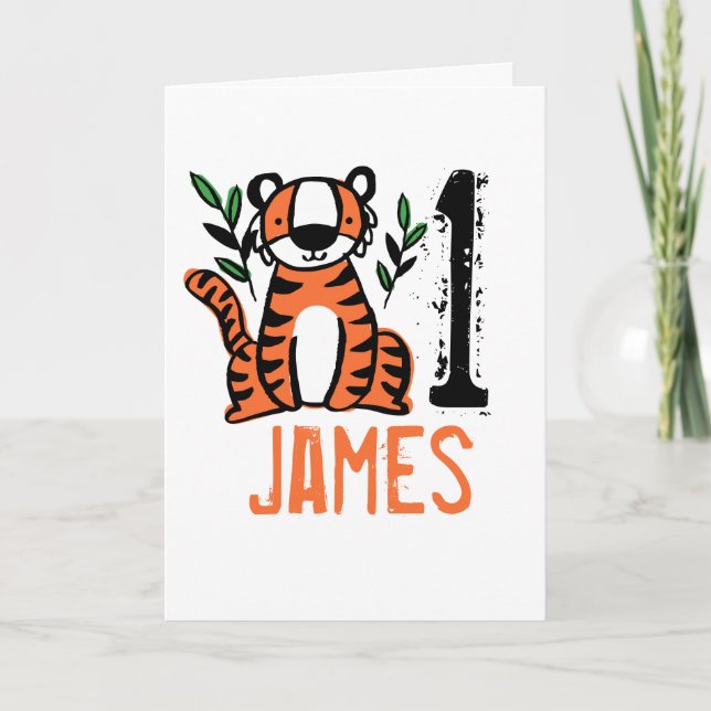 Carte Custom Cute Tiger Birthday (Devant)