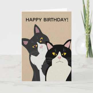 Carte CUSTOM Deux Chats Joyeux Anniversaire 