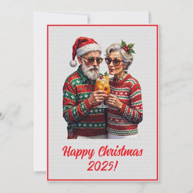 Carte Custom Digital Elderly Couple Sharing Xmas Spirit  (Devant)
