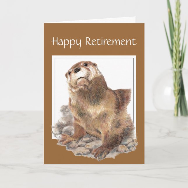 Carte Custom, Drôle Retraite, Otter, Aquarelle Animal (Devant)