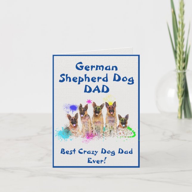 Carte Custom German Shepherd Papa Best Crazy Chien numér (Devant)
