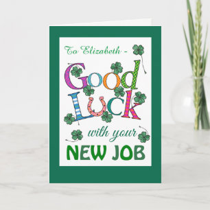 Carte Custom Good Luck New Job Four-leaf Clover