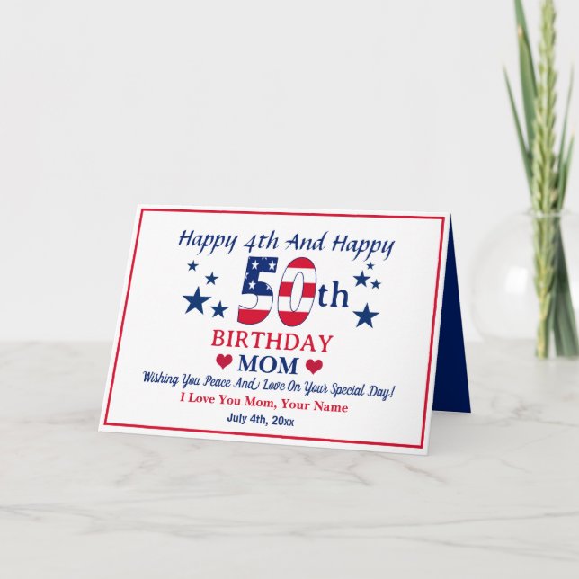 Carte Custom Happy 4 juillet & Happy 50th Birthday (Devant)