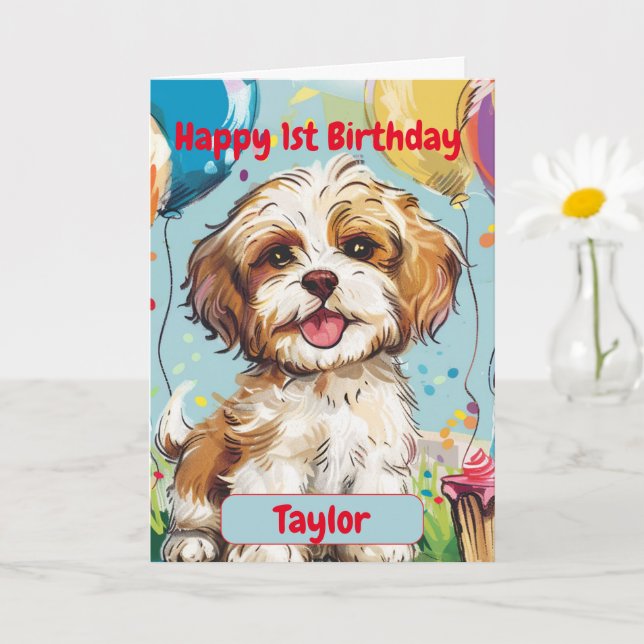 Carte Custom Happy Birthday Congratulations, Havanese,   (Petite plante)