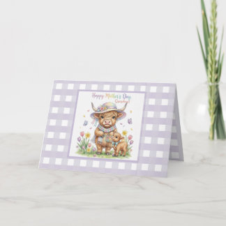 Carte Custom Happy Mother's Day Grandma Highland Cow 