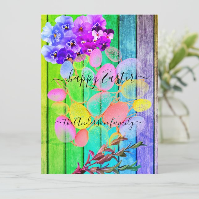Carte Custom Happy Pâques Chic Rustic Vintage Farmhouse (Debout devant)