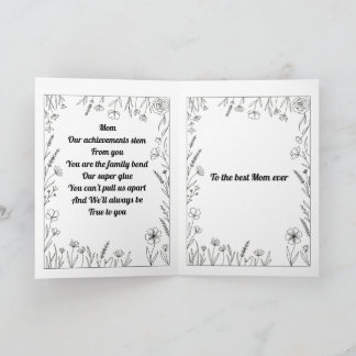 Carte Custom Heartfelt Mother's Day Poem Card.