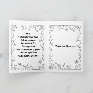 Carte Custom Heartfelt Mother's Day Poem Card