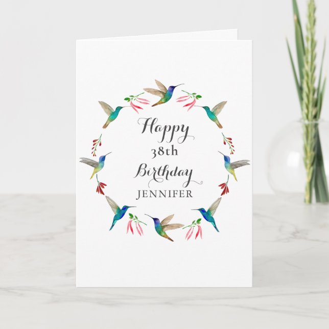 Carte Custom Hummingbird Birthday (Devant)