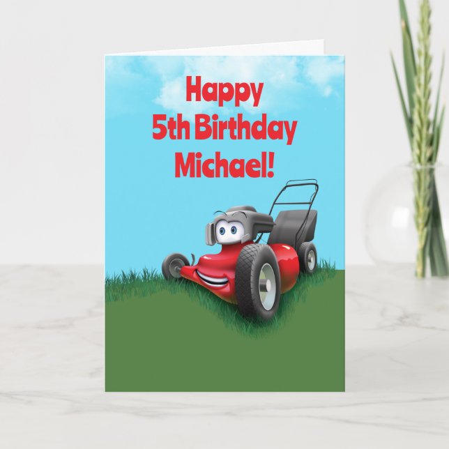 Carte Custom Kid's Lawn Mowing Birthday (Devant)