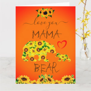 Carte Custom MAMA BEAR Sunflower Maman Anniversaire Fête